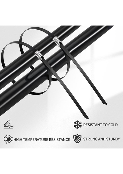 Metal Zip Kravatlar Siyah 400 Adet 11.8 Inç 304 Paslanmaz Çelik Epoksi Kaplı Kablo Bağı, Makineler, Araçlar, Çiftlikler, Kablolar (Yurt Dışından)