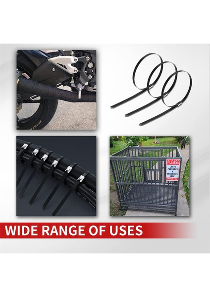 Metal Zip Kravatlar Siyah 400 Adet 11.8 Inç 304 Paslanmaz Çelik Epoksi Kaplı Kablo Bağı, Makineler, Araçlar, Çiftlikler, Kablolar (Yurt Dışından)