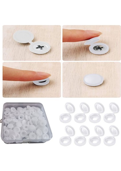 Menteşeli Vidalı Kapak Kapakları, 100 Adet Plastik Vida Koruma Kapakları, Katlanır Vidalı Geçmeli Kapaklar Yıkayıcı Çevirmeli Üstler A (Yurt Dışından) fiyatları