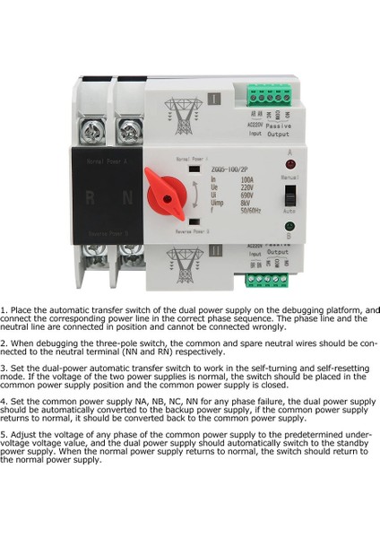Iletim Anahtarı 220V ZGQ5-100 / 2p Çift Güç 2 Yollu Iletim Anahtarı Kontrol Cihazı ile Otomatik Transfer Anahtarı (Yurt Dışından)