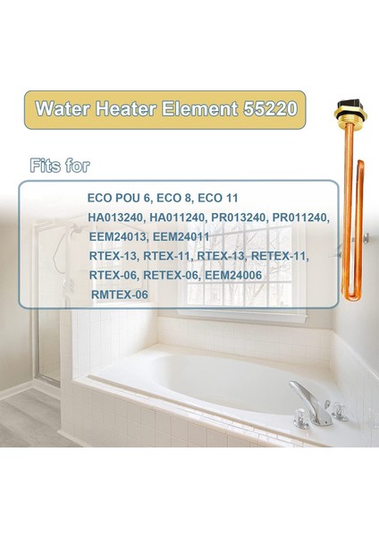 Paket He 55220 Su Isıtıcı Elemanı, Ecosmart Eco Pou 6, Eco 8, Eco 11 Elektrikli Tanksız Su Isıtıcıya Uygun (Yurt Dışından)