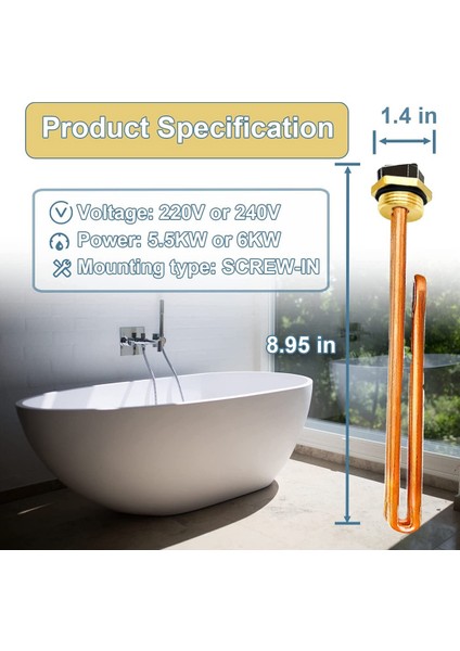 Paket He 55220 Su Isıtıcı Elemanı, Ecosmart Eco Pou 6, Eco 8, Eco 11 Elektrikli Tanksız Su Isıtıcıya Uygun (Yurt Dışından)
