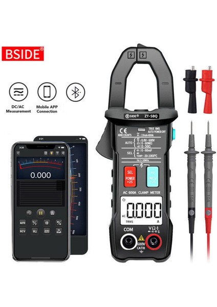 Bsıde Zt-5bq Bluetooth Pens Metre Multimetre Dijital Akım Ölçer Ac/dc Voltmetre Ampermetre Otomatik Aralığı Test Cihazı Siyah (Yurt Dışından)