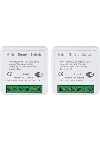 2pcs Wifi Akıllı Anahtar Işık Anahtarı, App Uzaktan Kumanda, Ses Kontrolü, Dıy Modu, Zamanlayıcı Fonksiyonu, Lan Kontrolü, 2 Yollu 16A (Yurt Dışından)