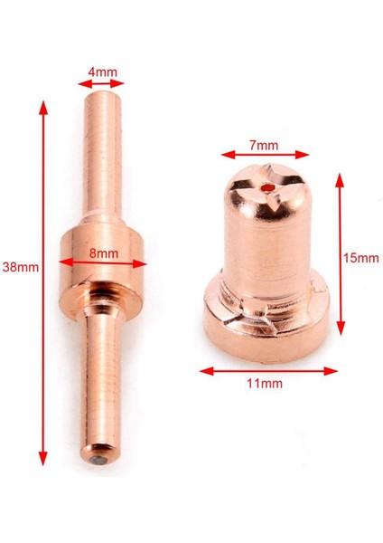 120 Adet Kırmızı Bakır Genişletilmiş Uzun Plazma Kesici Ucu Elektrotlar ve Nozullar Kiti Sarf Malzemesi PT31 LG40 40A (Yurt Dışından) modelleri