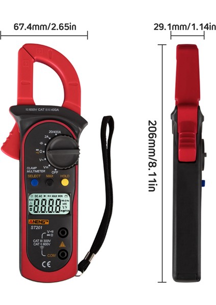 2x Aneng Dijital Kelepçe Multimetre ST201 2000 Sayım Metre Ampermetre Ac/dc Gerilim Test Cihazı (Yurt Dışından) indirimleri