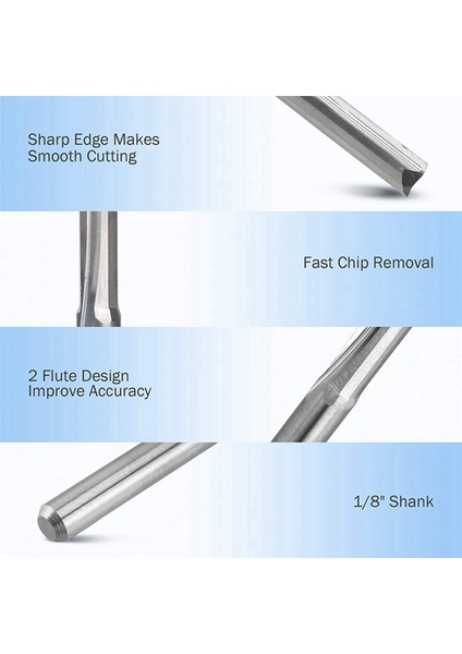 20 Adet 2 Flüt Cnc Freze Uçları 3.175MM Düz Yuvası Tungsten Çelik Freze Kesici Ahşap Plastik (Yurt Dışından) fiyatları