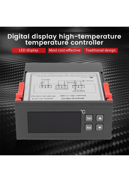 220V/30A Dijital Sıcaklık Kontrol Cihazı RC-114M Termostat Röle Çıkışı -30~300 Derece Ntc Sensörlü (Yurt Dışından)