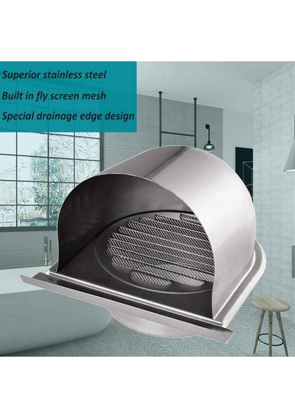 Adet 4 Inç 100MM Su Geçirmez Paslanmaz Çelik Havalandırma Havalandırma Davlumbaz Korozyon Önleyici Egzoz Çıkarıcı Duvar Hava Çıkış Kapağı, D (Yurt Dışından) indirimleri