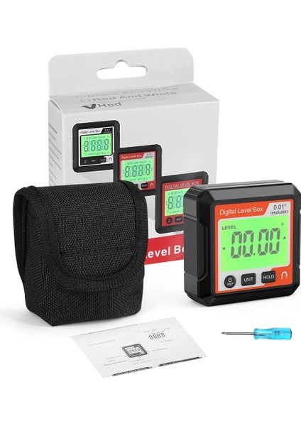 Dijital Elektronik Seviye Dijital Açı Bulucu 90°manyetik Inklinometre Açıölçer Hassas Seviye Kutusu Kırmızı (Yurt Dışından)