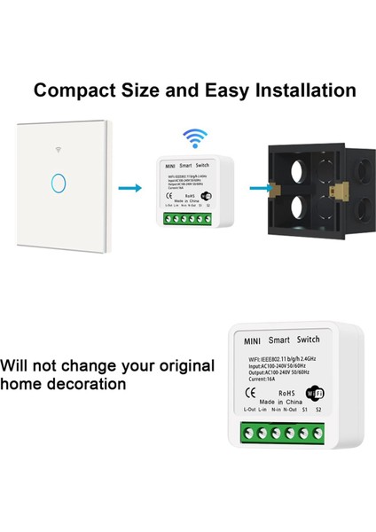 4pcs Wifi Akıllı Anahtar Işık Anahtarı, App Uzaktan Kumanda, Ses Kontrolü, Dıy Modu, Zamanlayıcı Fonksiyonu, Lan Kontrolü, 2 Yollu 16A (Yurt Dışından) fiyatları