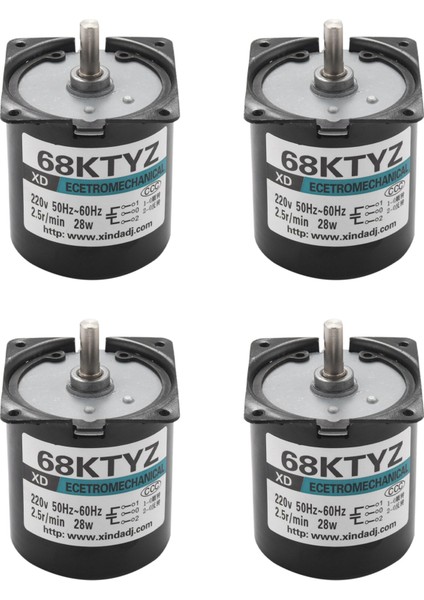 4 Adet 68KTYZ Mini Dişli Motor Ac 220V 28W 2.5r/min Büyük Tork Sabit Mıknatıslı Senkron Dişli Motor (Yurt Dışından)
