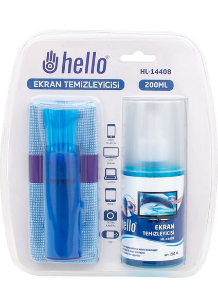 HL-14408 Sprey + Fiber Bez + Fırça 200ML LCD Ekran Temizleme Seti (4835)