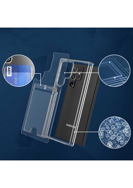 Samsung Galaxy S21 Plus Kılıf Ultra Koruma Sağlayan Şeffaf Kart Girişli Cardex Premium Kapak