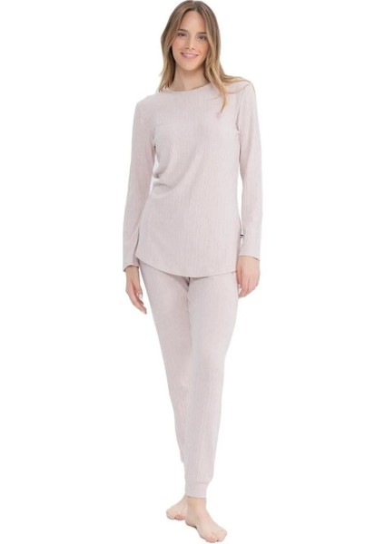 Yumuşak Dokulu Uzun Kol Kadın Pijama Takım 17089