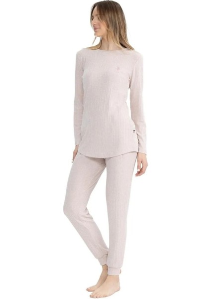 Yumuşak Dokulu Uzun Kol Kadın Pijama Takım 17089
