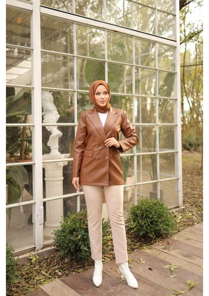 Kruvaze Yandan Cepli Deri Ceket - 71228.003 - Siyah