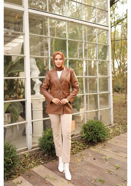 Kruvaze Yandan Cepli Deri Ceket - 71228.003 - Siyah