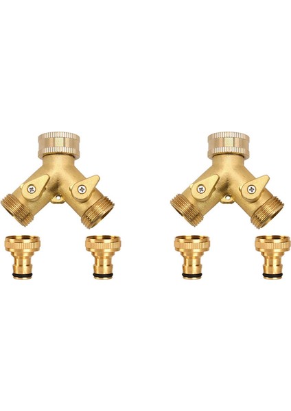 2x 3/4 Inç 2 Yollu Hortum Ayırıcı Pirinç Y Vana Bahçe Musluk Bağlantısı 2x3/4 Inç Pirinç Su Musluğu Dış Musluk Kiti (Yurt Dışından)