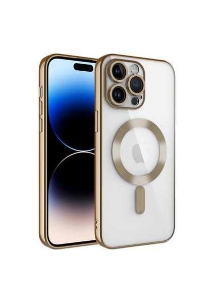 iPhone 14 Pro Max Kılıf Kamera Korumalı ve Magsafe Halkalı Shiny Premium Parlak Silikon Kapak