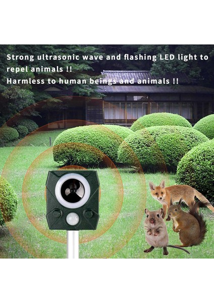 Kedi Kovucu Ultrasonik Kedi Caydırıcı Hayvan Kovucu Güneş Enerjili Kedi ve Tilki Kovucu Dış Mekan Su Geçirmez Uygulama (Yurt Dışından)