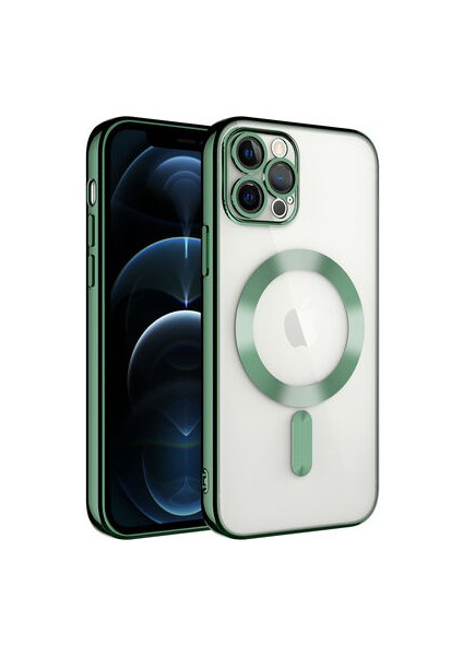 iPhone 11 Pro Max Kılıf Kamera Korumalı ve Magsafe Halkalı Shiny Premium Parlak Silikon Kapak