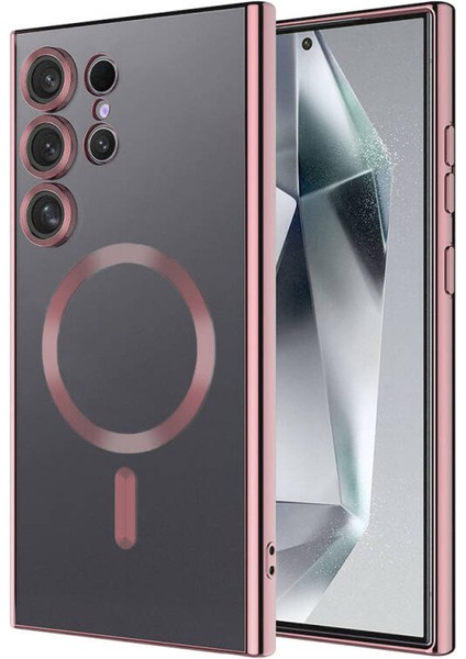Samsung Galaxy S24 Ultra Kılıf Kamera Korumalı ve Magsafe Halkalı Shiny Premium Parlak Silikon Kapak