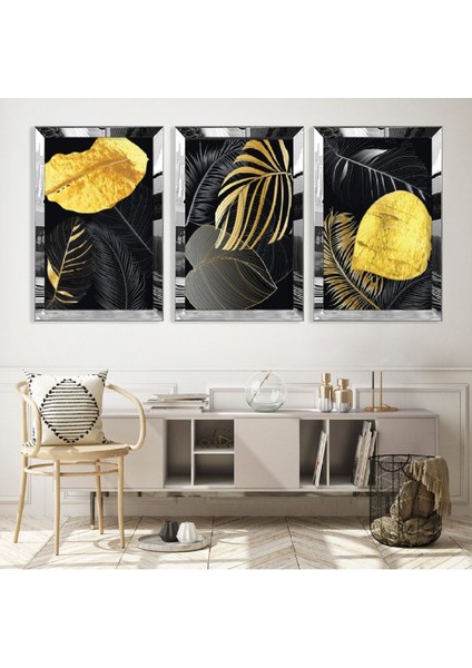 Kolaj Çizim Gold Pleksi Kenar Mdf Tablo