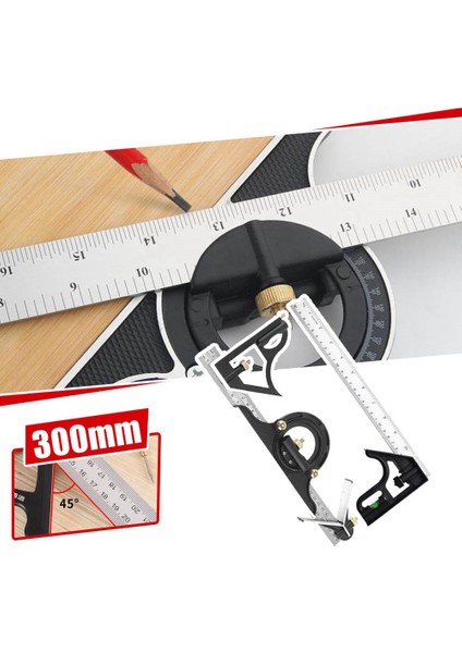 300MM Paslanmaz Çelik Hareketli Kombinasyon Kare Hareketli Kare Marangoz 90 Derece 45 Derece Dönüş Kare Kare (Yurt Dışından) fırsatları