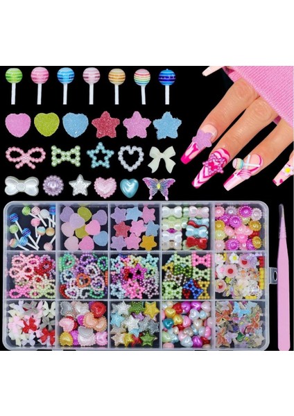 15 Farklı Çeşit 3D Tırnak Süsleri Tırnak Charm Nail Charms Nail Art Objeleri Tırnak Süs