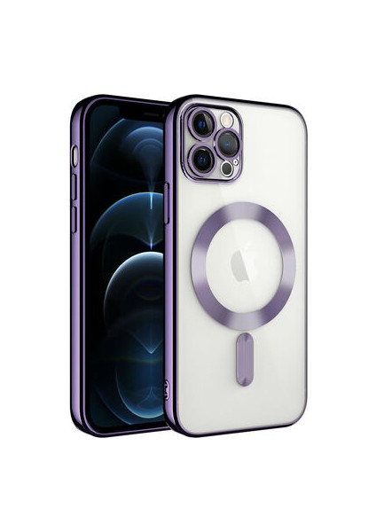 iPhone 11 Pro Max Kılıf Kamera Korumalı ve Magsafe Halkalı Shiny Premium Parlak Silikon Kapak