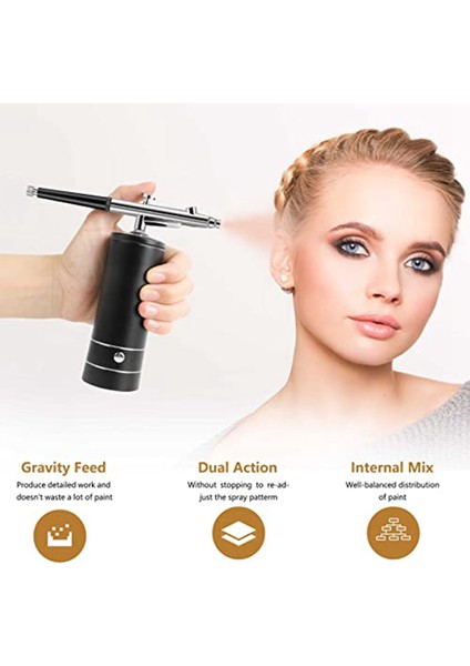 Airbrush Kiti Şarj Edilebilir Akülü Airbrush Kompresörü, 30PSI Yüksek Basınç, Taşınabilir El Airbrush Tabancası, Airbrush Seti (Yurt Dışından)