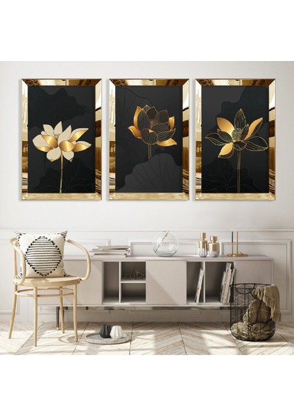 Soyut Desen Çiçek Gümüş Pleksi Kenar Mdf Tablo