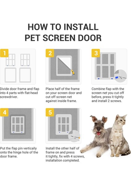Pet Köpek Ekran Kapısı 13.4INÇX17.3INÇ Kapı Manyetik Kapaklı Kilitlenebilir Köpek Kapısı / Kapı, Pencere ve Sundurma - Beyaz (Yurt Dışından) fiyatları