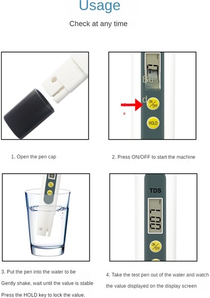 Tds Metre Dijital Su Test Cihazı-Ev, Kuyu, Musluk Suyu Testi Için Içme Suyu Için Su Test Kitleri (Ile) (Yurt Dışından)