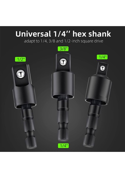 Dik Açılı Matkap Adaptörü, 4'ü 1 Arada Darbeli Matkap Ucu Uzatması, 360° Döndürülebilir 1/4 3/8 1/2ın Darbe Sınıfı Soket Adaptör Seti (Yurt Dışından) modelleri