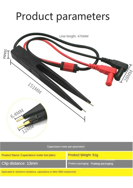 Smd Smt Çip Test Klipsi Kurşun Probu Dijital Multimetre Metre Cımbız Kondansatör Lcr Kondansatör Test Kalemi (Yurt Dışından)