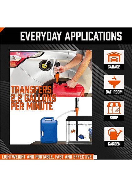 2x Horusdy Taşınabilir Güç Pompası, Sıvı Transfer Pompası, 2.2gpm, Su ve Yakıt Transfer Pompası (Yurt Dışından)