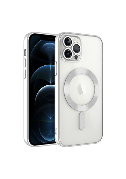 iPhone 13 Pro Max Kılıf Kamera Korumalı ve Magsafe Halkalı Shiny Premium Parlak Silikon Kapak