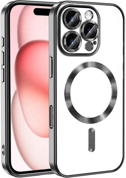 iPhone 16 Pro Max Kılıf Kamera Korumalı ve Magsafe Halkalı Shiny Premium Parlak Silikon Kapak