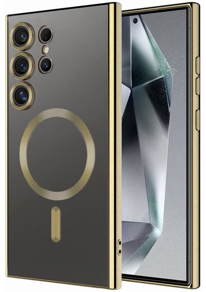 Samsung Galaxy S24 Ultra Kılıf Kamera Korumalı ve Magsafe Halkalı Shiny Premium Parlak Silikon Kapak