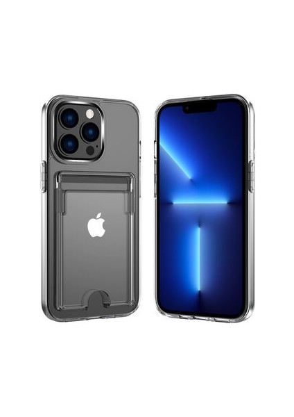 iPhone 12 Pro Max Kılıf Ultra Koruma Sağlayan Şeffaf Kart Girişli Cardex Premium Kapak