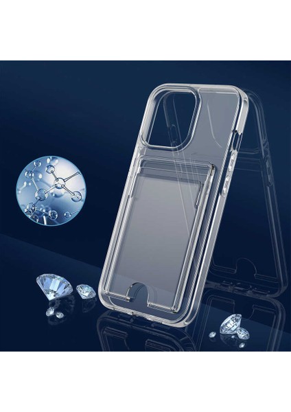 iPhone 12 Pro Max Kılıf Ultra Koruma Sağlayan Şeffaf Kart Girişli Cardex Premium Kapak