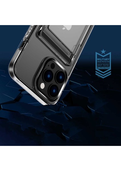 iPhone 12 Pro Max Kılıf Ultra Koruma Sağlayan Şeffaf Kart Girişli Cardex Premium Kapak