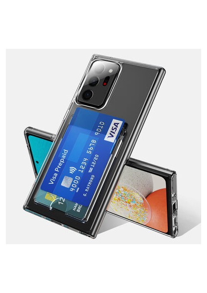 Samsung Galaxy Note 20 Ultra Kılıf Ultra Koruma Sağlayan Şeffaf Kart Girişli Cardex Premium Kapak
