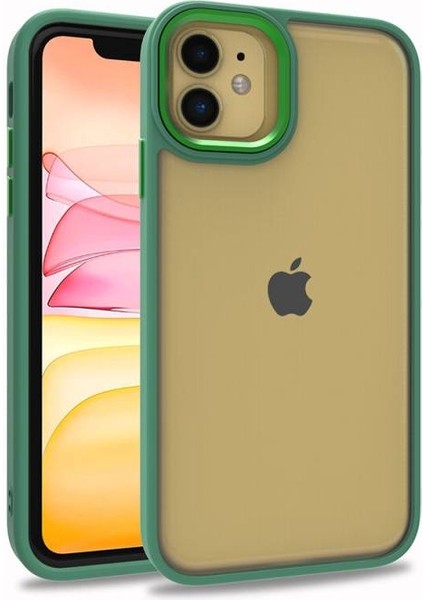 iPhone 11 Kılıf Arkası Şeffaf Kenarları Renkli Bergen Kapak