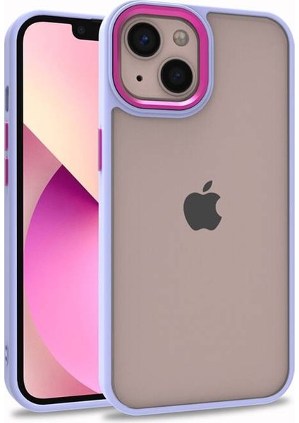 iPhone 13 Kılıf Arkası Şeffaf Kenarları Renkli Bergen Kapak