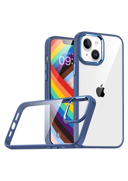 iPhone 14 Plus Kılıf Arkası Şeffaf Kenarları Renkli Bergen Kapak