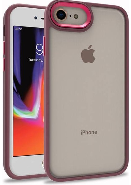 iPhone 8 Kılıf Arkası Şeffaf Kenarları Renkli Bergen Kapak