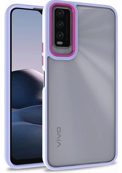Vivo Y20 Kılıf Arkası Şeffaf Kenarları Renkli Bergen Kapak